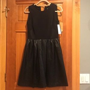 Black leather like floral dress